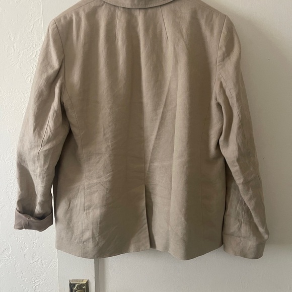 Jones New York linen tan blazer 1 bottom closure size 6 - Picture 9 of 12